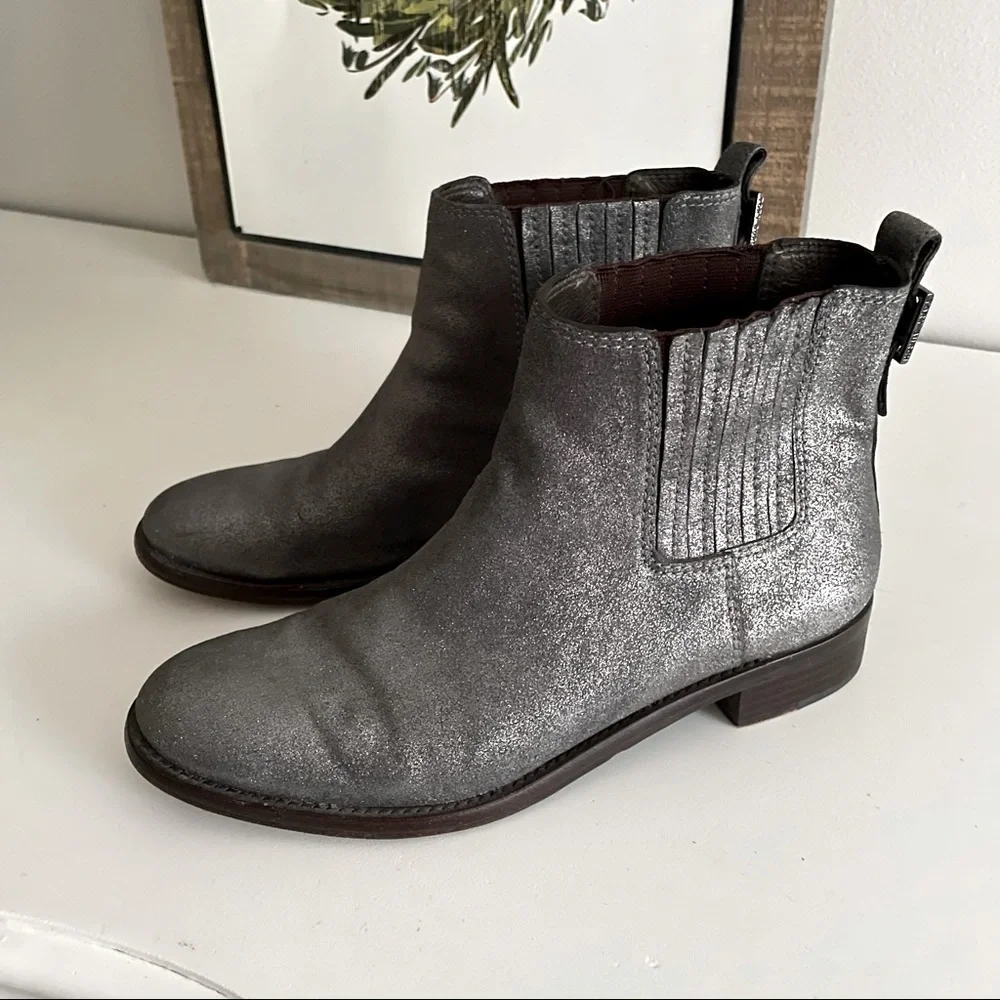 Tory Burch Wade Metallic Ankle Boots  Size 8